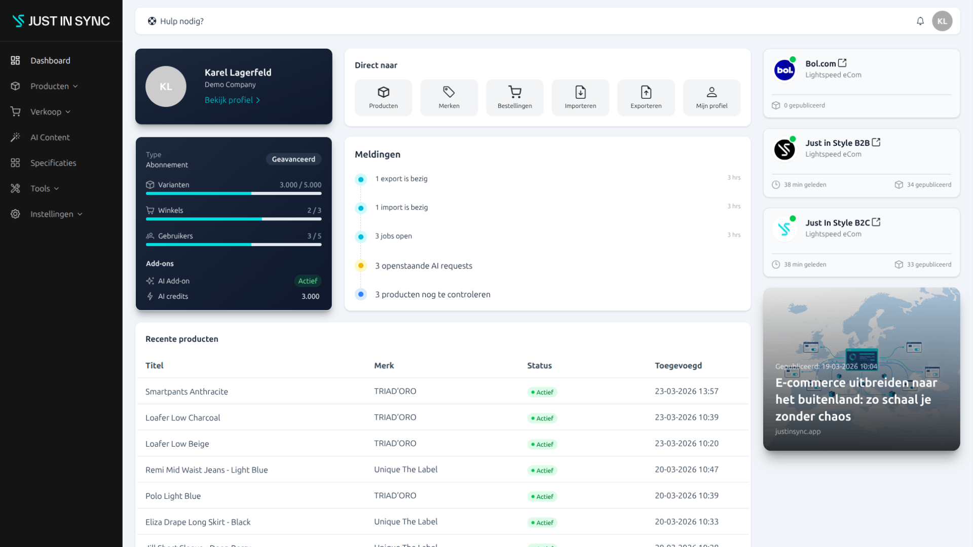 JustInSync Dashboard